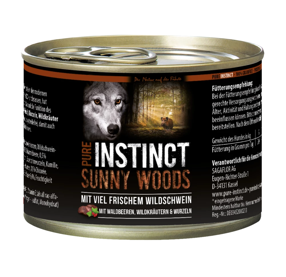 PURE INSTINCT Sunny Woods 6x200g Dose Mit Wildschwein 5 PURE INSTINCT Sunny Woods 6x200g Dose Mit Wildschwein – Bild 3