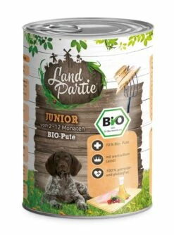 LandPartie Bio Hund Junior 6x400g Mit Bio-Pute Und Mangold -Haustierzubehör Verkäufe 2024 1bcb9ef5d7319ac7f686eca219fa5521 landpartie bio junior pute 400g 157523 sagaflor ag web 4056727121807