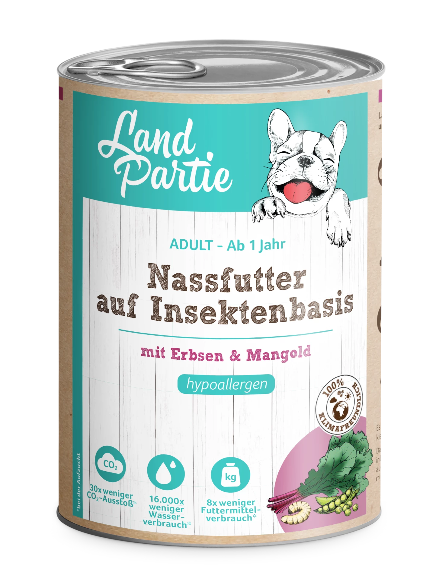 LandPartie Hund Adult 6x400g Dose Auf Insektenbasis Mit Erbsen & Mangold 3 LandPartie Hund Adult 6x400g Dose Auf Insektenbasis Mit Erbsen & Mangold