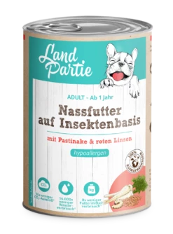 LandPartie Hund Adult 6x400g Dose Auf Insektenbasis Mit Pastinake & Roten Linsen