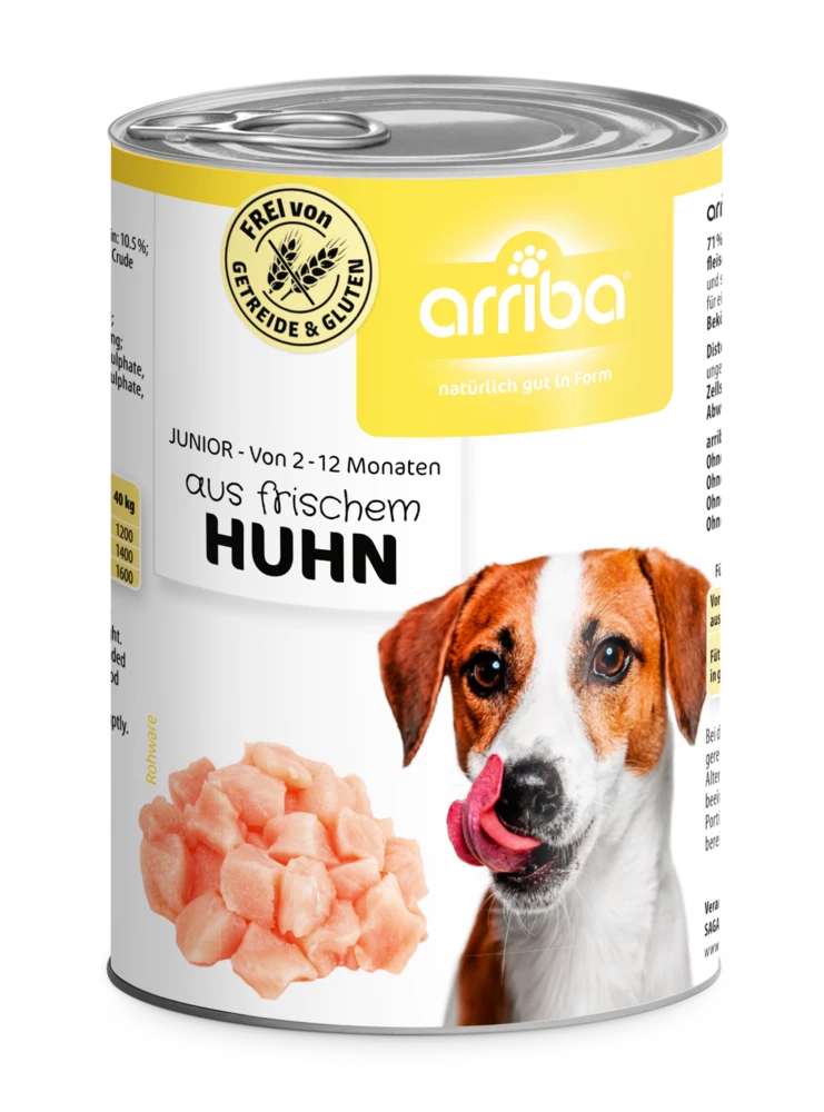 Arriba Junior 6x400g Dose Mit Huhn 4 Arriba Junior 6x400g Dose Mit Huhn – Bild 2