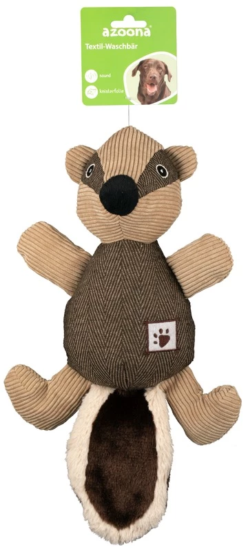 Azoona® Hundespielzeug Textil-Waschbär 33cm – Bild 2