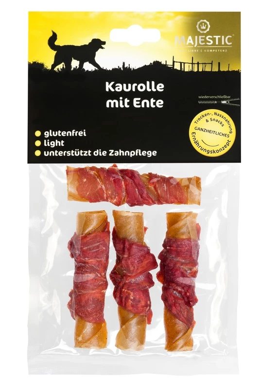 MAJESTIC Hundesnack Kaurolle Mit Ente 90g 3 MAJESTIC Hundesnack Kaurolle Mit Ente 90g