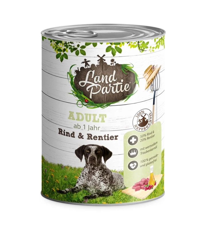 LandPartie Hund Adult 6x800g Dosen Mit Rind Und Rentier 4 LandPartie Hund Adult 6x800g Dosen Mit Rind Und Rentier – Bild 2
