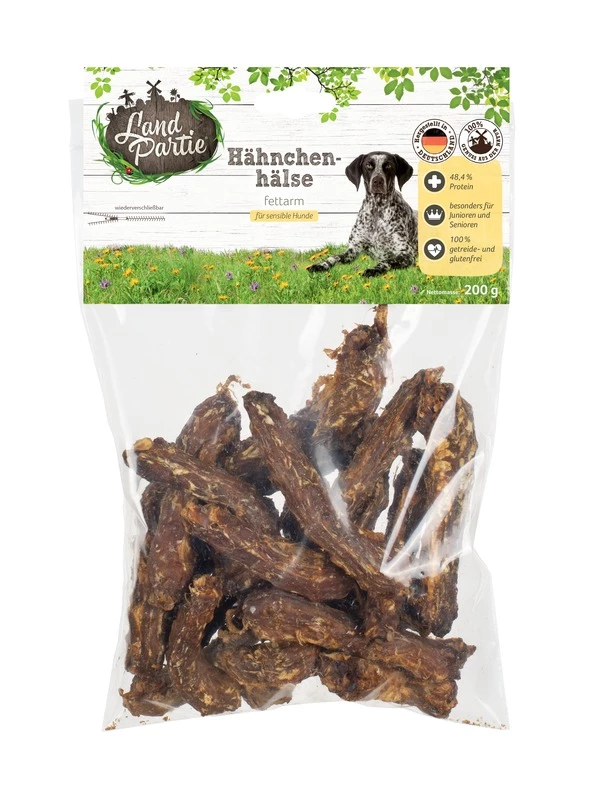 LandPartie Hund Adult Hähnchenhälse 200g 3 LandPartie Hund Adult Hähnchenhälse 200g