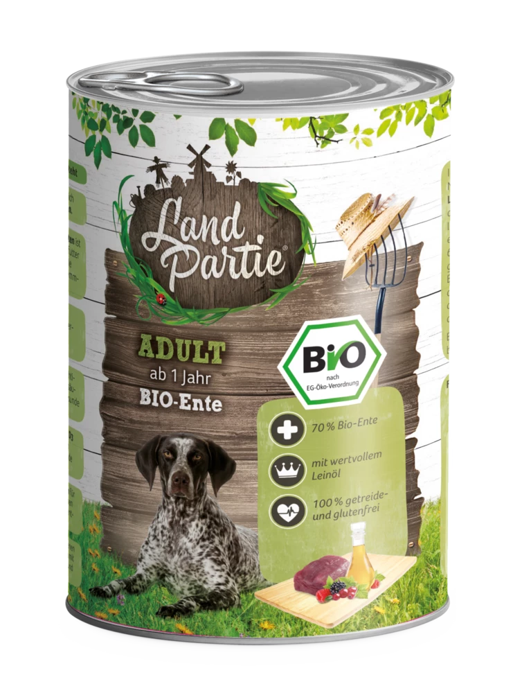 LandPartie Bio Hund Adult 6x400g Mit Bio-Ente Und Kürbis 6 LandPartie Bio Hund Adult 6x400g Mit Bio-Ente Und Kürbis – Bild 4