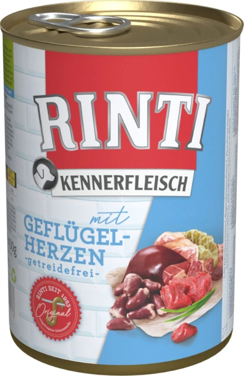 RINTI KENNERFLEISCH 24x400g Dose Mit Geflügelherzen 3 RINTI KENNERFLEISCH 24x400g Dose Mit Geflügelherzen