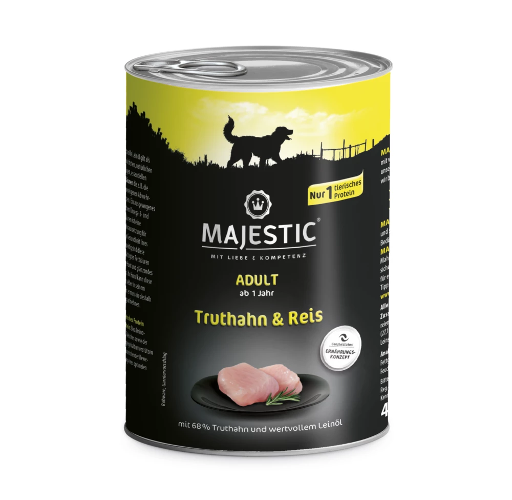 MAJESTIC Hund 6x400g Dose Mit Truthahn Und Reis 5 MAJESTIC Hund 6x400g Dose Mit Truthahn Und Reis – Bild 3