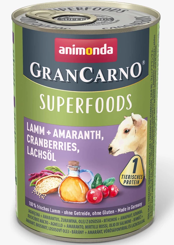 Animonda GranCarno Superfoods 6x400g Mit Lamm, Amaranth, Cranberries Und Lachsöl 3 Animonda GranCarno Superfoods 6x400g Mit Lamm, Amaranth, Cranberries Und Lachsöl