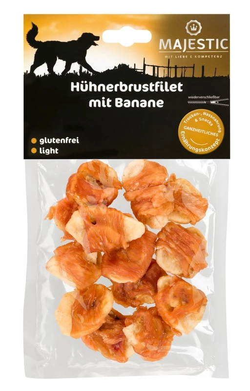 MAJESTIC Hundesnack Hühnerbrustfilet Mit Banane 70g – Bild 2