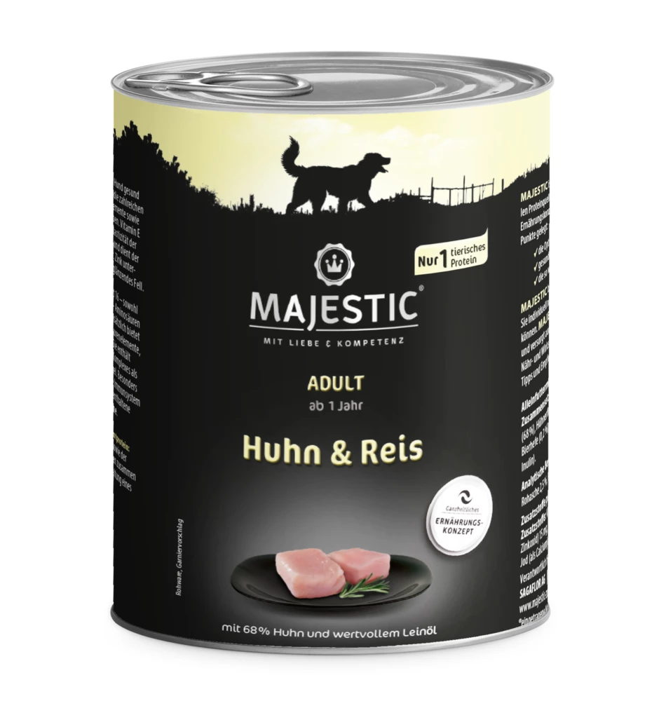 MAJESTIC Hund 6x800g Dose Mit Huhn Und Reis 5 MAJESTIC Hund 6x800g Dose Mit Huhn Und Reis – Bild 3