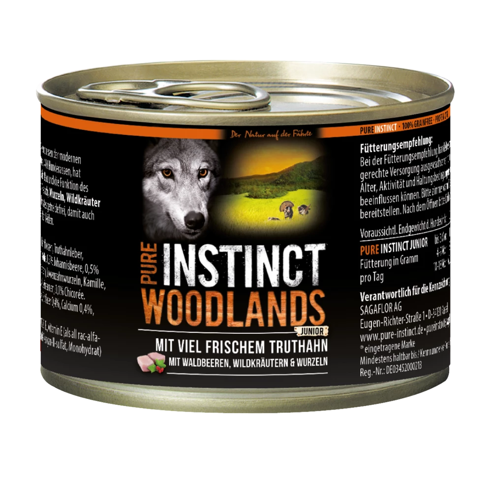 PURE INSTINCT Junior Woodlands 6x200g Dose Mit Truthahn 7 PURE INSTINCT Junior Woodlands 6x200g Dose Mit Truthahn – Bild 5