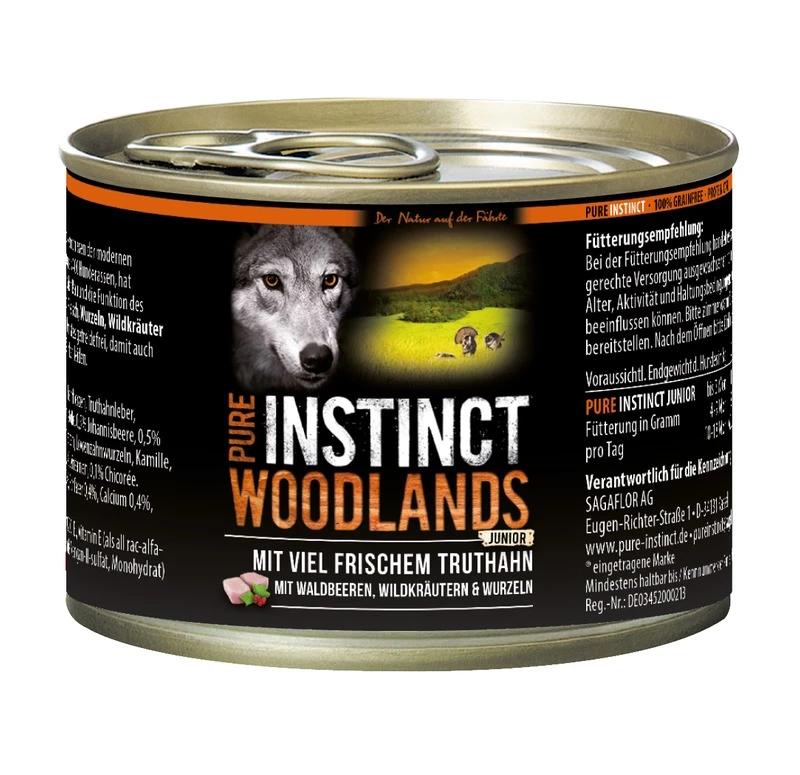 PURE INSTINCT Junior Woodlands 6x200g Dose Mit Truthahn 5 PURE INSTINCT Junior Woodlands 6x200g Dose Mit Truthahn – Bild 3