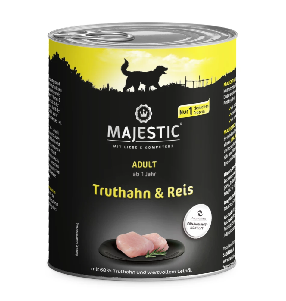 MAJESTIC Hund 6x800g Dose Mit Truthahn Und Reis 5 MAJESTIC Hund 6x800g Dose Mit Truthahn Und Reis – Bild 3
