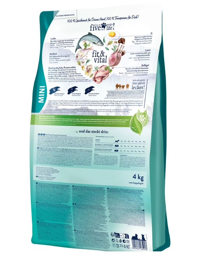 HAPPY DOG Adult Mini Fit & Vital 800g 4 HAPPY DOG Adult Mini Fit & Vital 800g – Bild 2