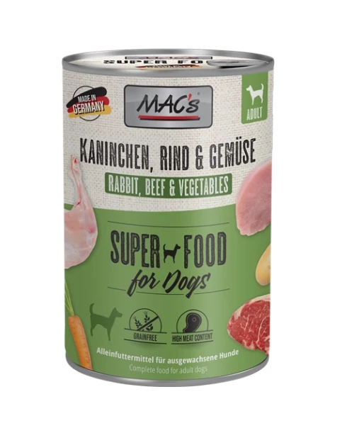 MAC's Dog 6x400g Dose Mit Kaninchen, Rind Und Gemüse 3 MAC's Dog 6x400g Dose Mit Kaninchen, Rind Und Gemüse