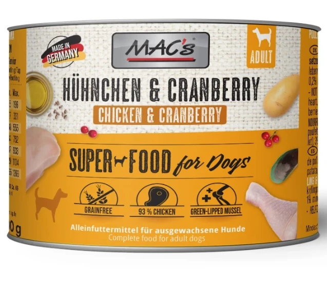 MAC's Dog 6x200g Dose Mit Hühnchen Und Cranberry 3 MAC's Dog 6x200g Dose Mit Hühnchen Und Cranberry
