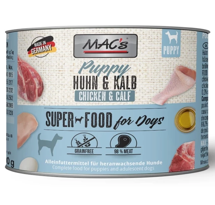 MAC's Dog Puppy 6x200g Dose Mit Huhn Und Kalb 3 MAC's Dog Puppy 6x200g Dose Mit Huhn Und Kalb