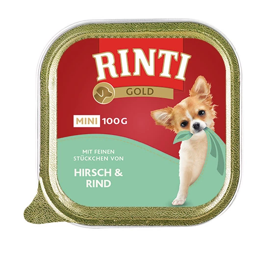 RINTI Gold Mini 16x100g Schale Mit Hirsch Und Rind 3 RINTI Gold Mini 16x100g Schale Mit Hirsch Und Rind