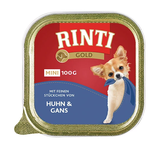 RINTI Gold Mini 16x100g Schale Mit Huhn Und Gans 3 RINTI Gold Mini 16x100g Schale Mit Huhn Und Gans
