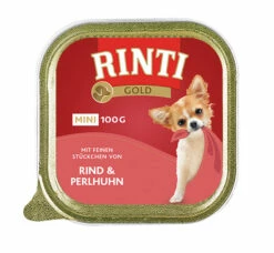 RINTI Gold Mini 16x100g Schale Mit Rind Und Perlhuhn