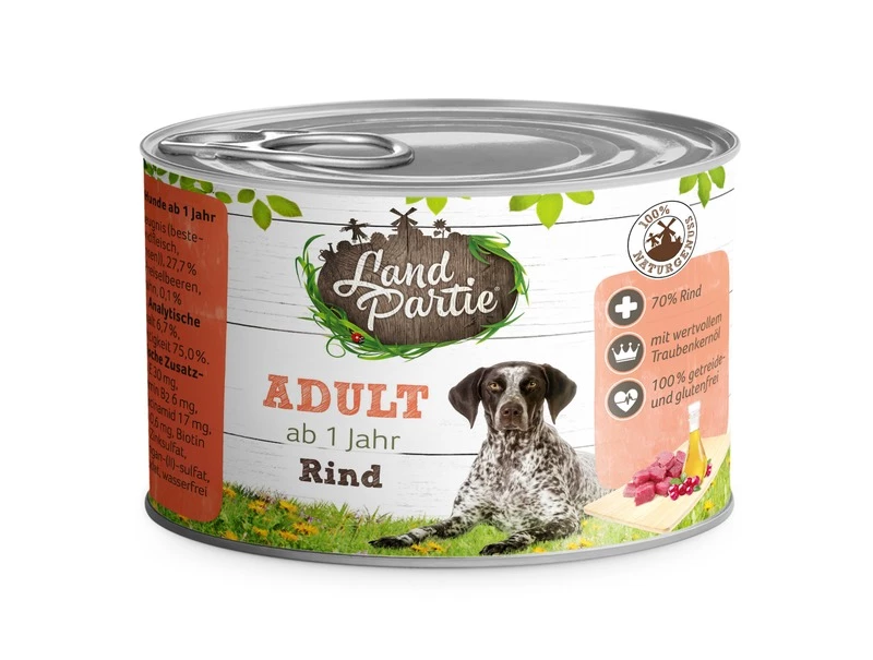 LandPartie Hund Adult 6x200g Dosen Mit Rind 3 LandPartie Hund Adult 6x200g Dosen Mit Rind