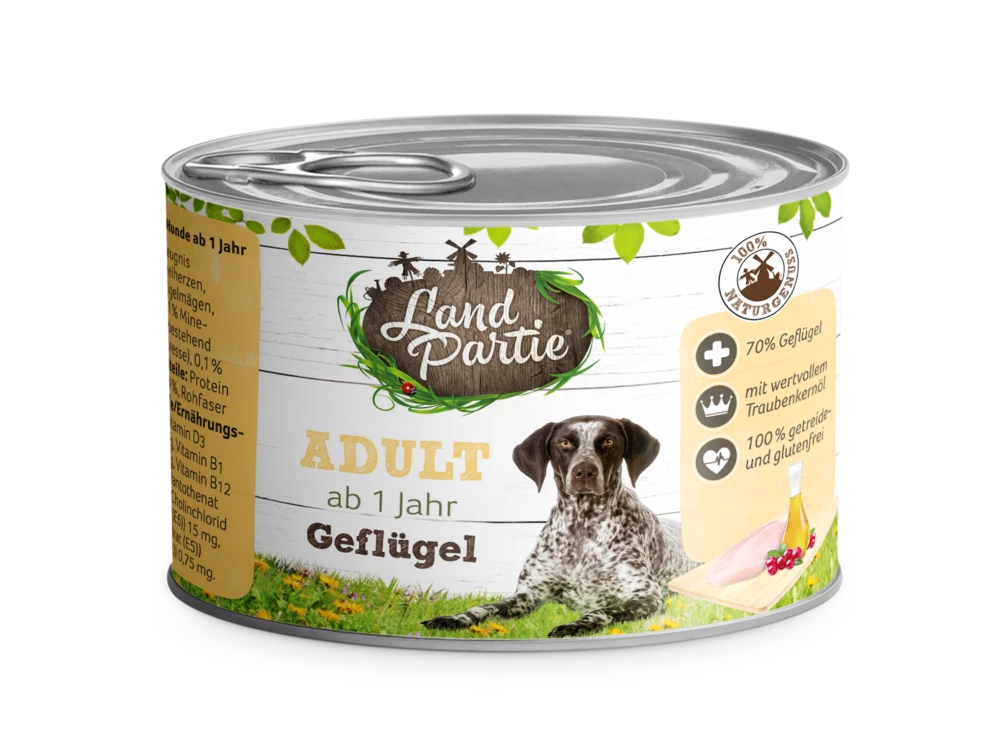 LandPartie Hund Adult 6x200g Dosen Mit Geflügel 5 LandPartie Hund Adult 6x200g Dosen Mit Geflügel – Bild 3